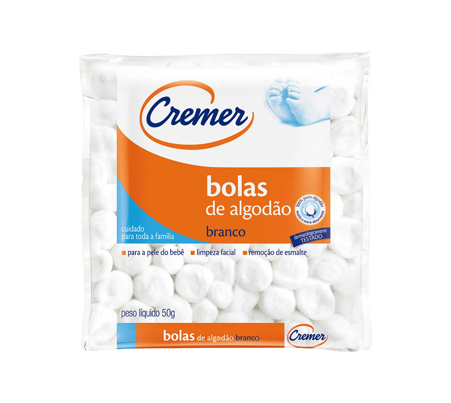 ALGODAO EM BOLAS BRANCAS  50G
