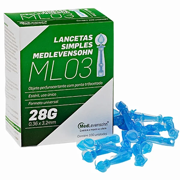 LANCETA SIMPLES 28G C/100 UND ML03