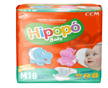 FRALDA HIPOPO BABY JUMBINHO ”M” C/18 UN.