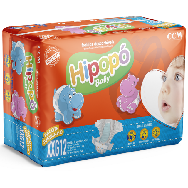 FRALDA HIPOPO BABY JUMBINHO ”XXG” C/12 U
