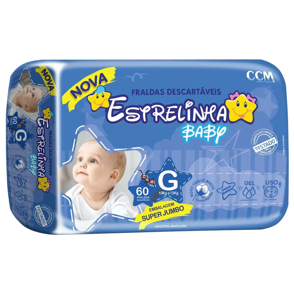 FRALDA ESTRELINHA SUPER JUMBO ”G” C/60 U