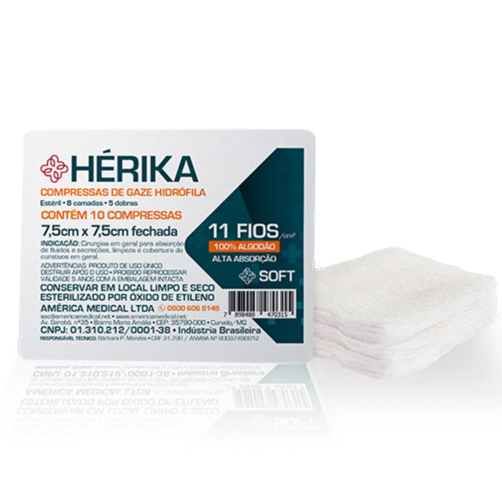 COMPRESSA DE GAZE HERIKA  11F. C/10 UN