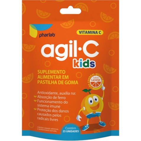 AGIL C KIDS 30MG  C/25 PAST. GOMA LARANJ