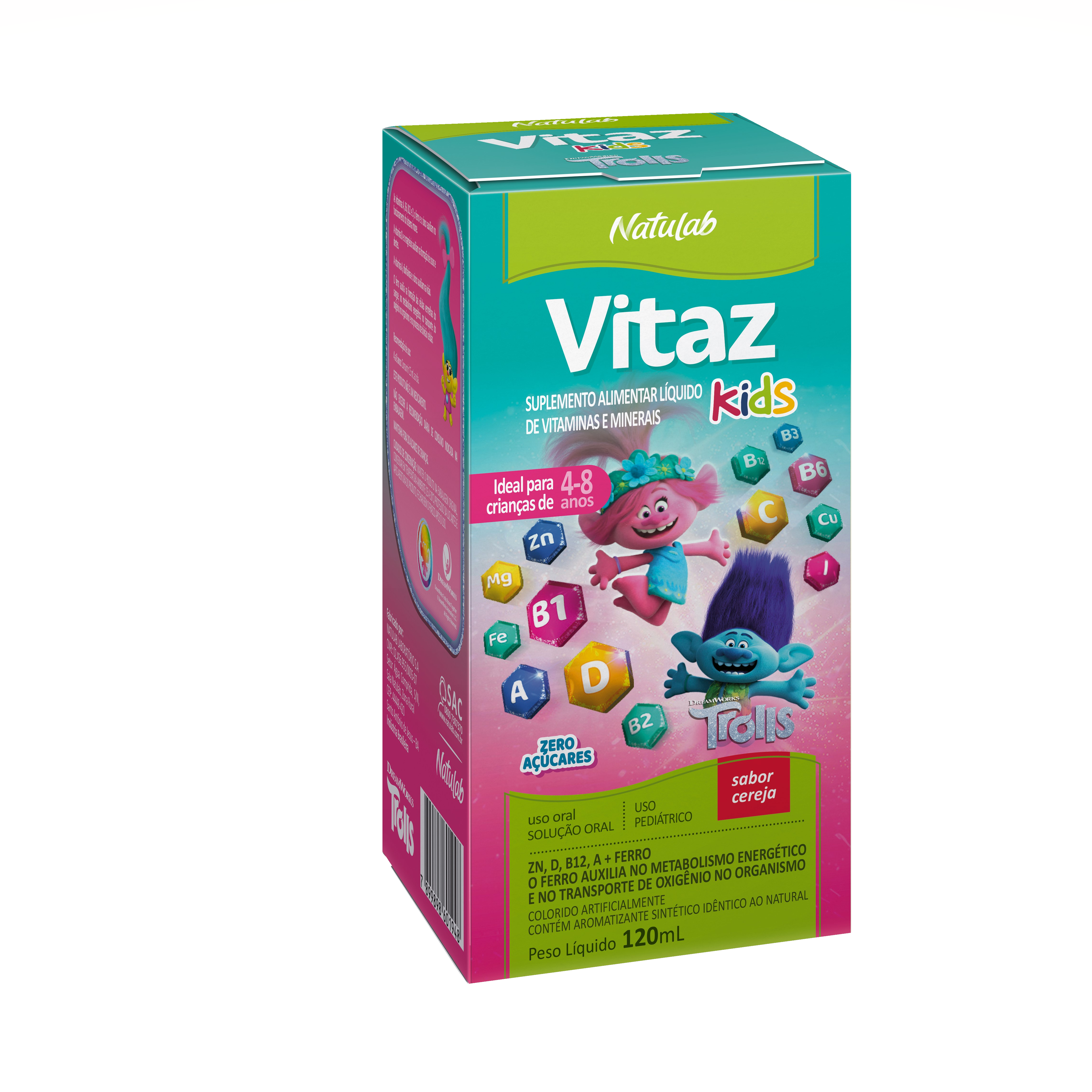 VITAZ KIDS 4 A 8 SOL. 120ML TROLLS