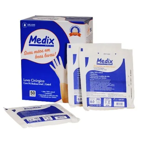 LUVA CIRURG. ESTERIL LATEX C/PO 8.0 PAR