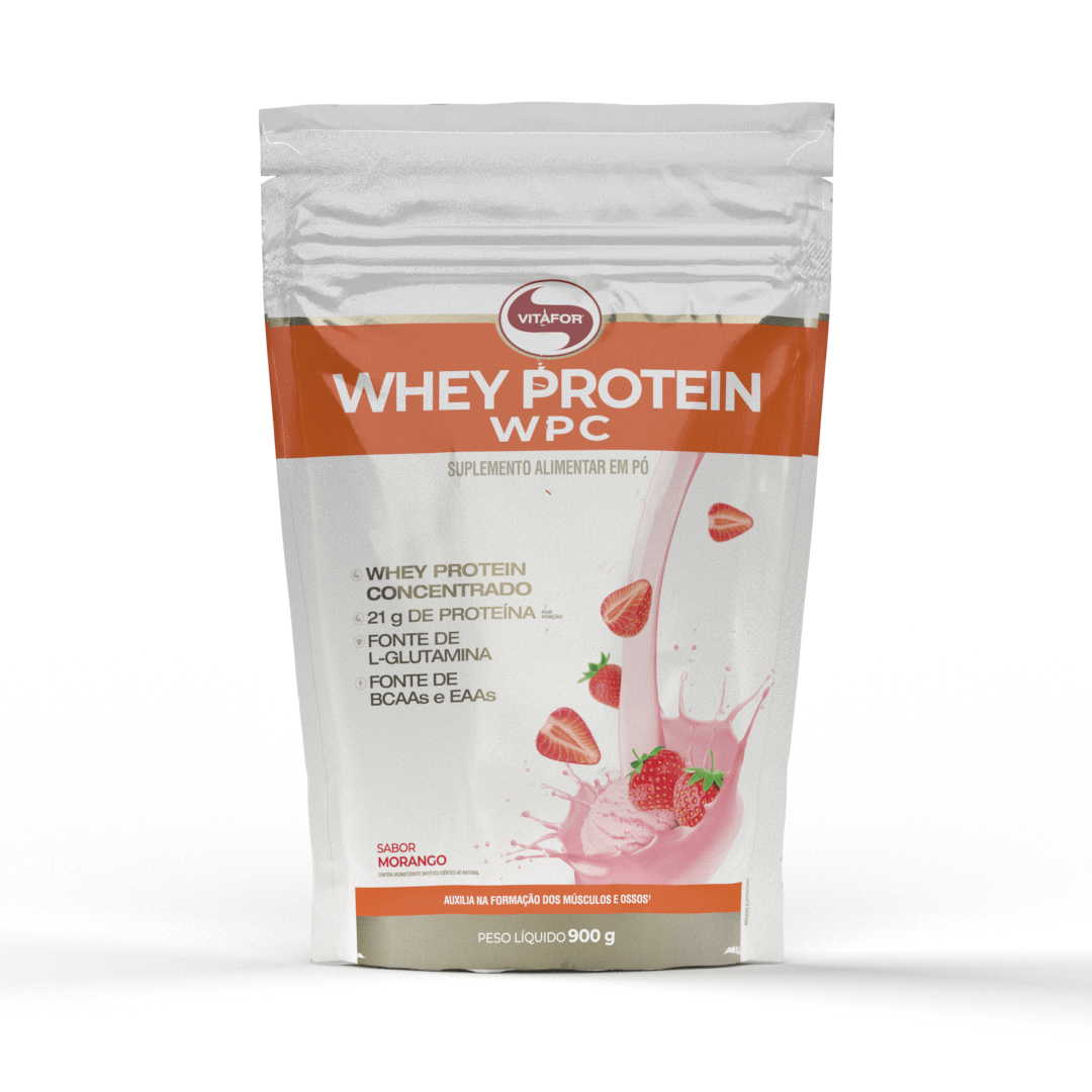 WHEY PROTEIN WPC 900G REFIL MORANGO