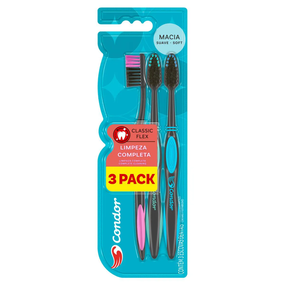 KIT ESCOVA DENTAL CLASSIC FLEX C/03 UND