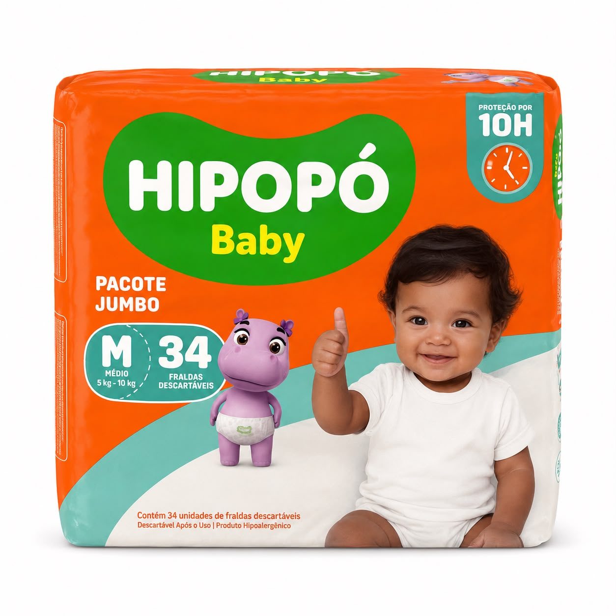 FRALDA HIPOPO BABY JUMBO ”M” C/34UND