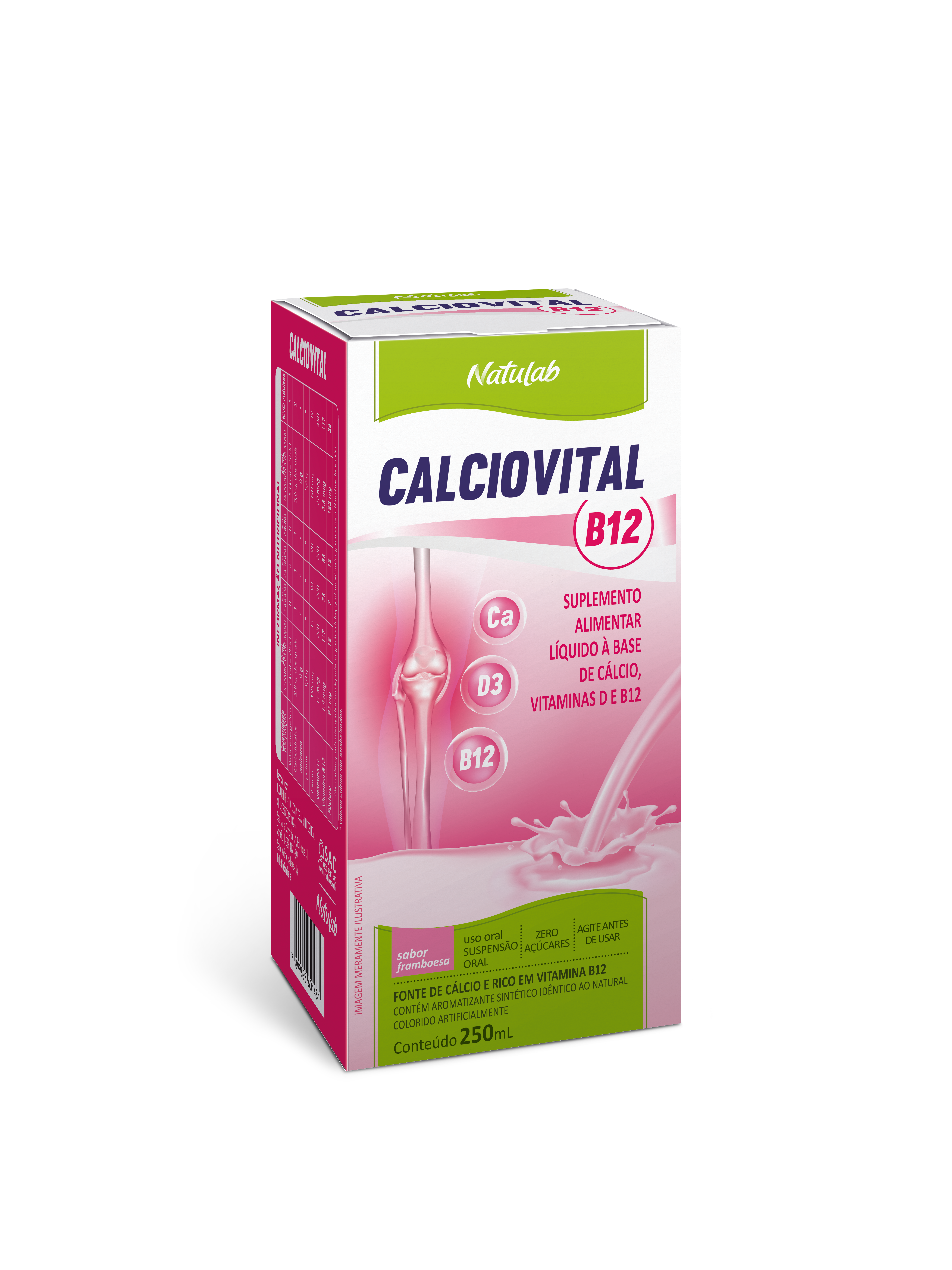 CALCIOVITAL B12 250ML 0% ACUCAR ROSA